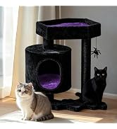BEWISHOME Cat Tree, Gothic Cat Tree with Coffin Bed, Goth Cat Tree Tower with Scratching Posts, C...