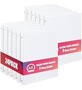 Comix Durable 0.5 Inch 3 Ring Binder with Clear Cover, 0.5" Round View Binder with 2 Interior Poc...