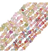 NITOPUPU 32in 4-6mm Crystal Chip Glass Beads for Jewelry Making About 330pcs, Irregular Drilled C...