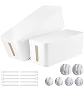 Cable Management Box, 2 Pack Large & Medium Cable Organizer Box with 17 PCS Cable Management Set,...