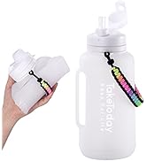 TakeToday 68 oz Collapsible Water Bottles With Straw, Half Gallon Water Bottle With Motivational ...