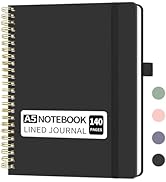 YOXMJDB Lined Spiral Notebook, Small A5 College Ruled Notebook with Pen Holder, 140 Pages Hardcov...