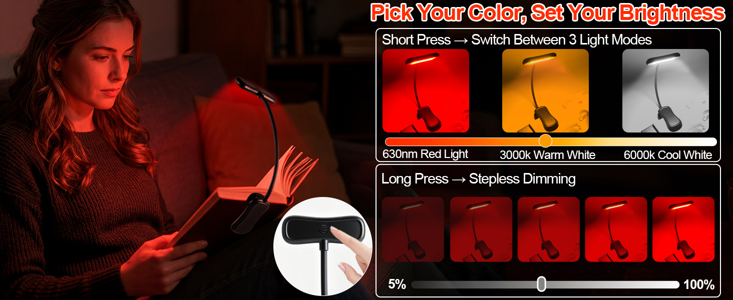 dimmable red reading light
