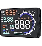 Qiilu A8 HUD Head Up Display Speedometer for Car with OBDII EUOBD, Vehicle Hud Overspeed Alarm Di...