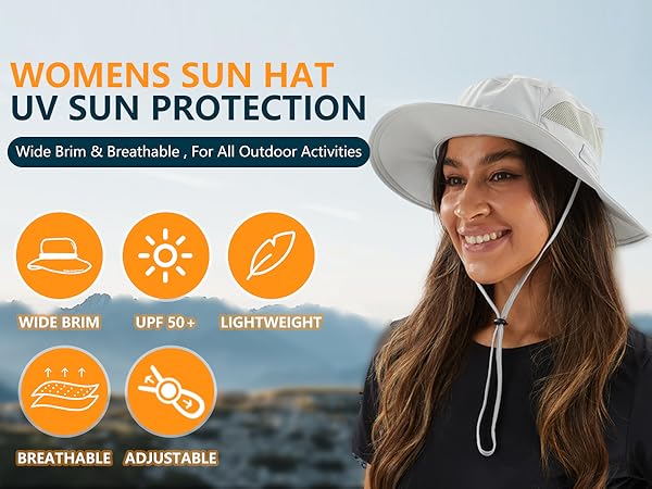 Connectyle womens wide brim sun hat upf 50+ sun protection hat fishing gardening hat for women