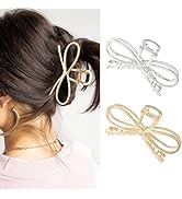Brinie Large Hair Claw Clips Gold Hair Clamps Bowknot Shark Hair Catch Barrette Strong Hold Hair ...