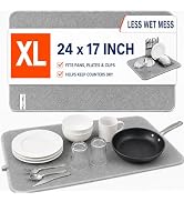 Dish Drying Mat 24 x 17 in, Large Microfiber Drying Mats, Absorbent Quick Dry Pad for Kitchen Cou...