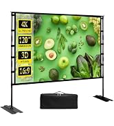 Upgrade Projector Screen Heavy-Duty Stand 120 inch Portable Projection Screen 16:9 4K HD Front Pr...
