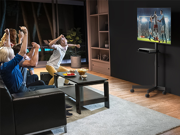 a family is playing video games in the living room.