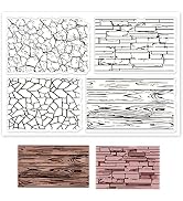 GLOBLELAND Texture Background Silicone Clear Stamps Wall Background Transparent Stamps for Cards ...