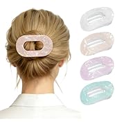 Lourny Flat Hair Clips for Women, 4PCS Flat Acrylic Claw Clips for Thin Hair Non-Slip Large Claw ...