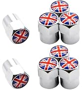 8Pcs/Set Silver Car Styling Aluminium Alloy/Copper England British National Flag Car Tire Valve C...