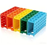 GAVKVAY 5 Pcs 4-Way Test Tube Rack 0.5ml/1.5ml/2ml/10ml/15ml/50mL, Interlocking Stackable Tube Ho...