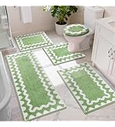Findosom Bathroom Rugs Sets 5 Piece, Absorbent Soft Non-Slip Washable Microfiber Shaggy Bath Mat ...