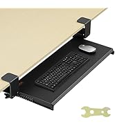 VEVOR Clamp on Keyboard Tray Under Desk, Desk Keyboard Tray Slide Out with Sturdy No-Drill C Clam...