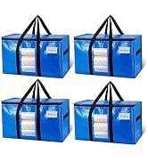 TAILI Extra Large Moving Bags, 4 Pack Heavy Duty Totes For Storage with Visible Window, Wrap Arou...