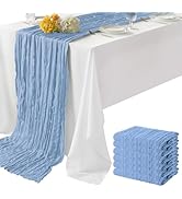 6 Pack Dusty Blue Cheesecloth Table Runner 35"×120" Gauze Fabric Table Runner Rustic Sheer Runner...