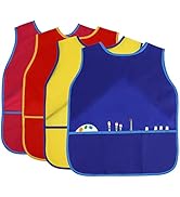 BAHABY 4Pcs Kids Art Smock Kids Apron Waterproof Painting Aprons with 3 Pockets Art Smocks for Ki...