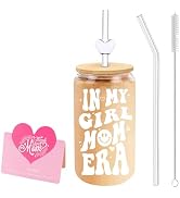 DAMCONME Mom Gift for Mother's Day from Daughter In My Girl Mom Era 16 oz Glass Cup with Lid and ...