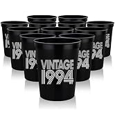 Vintage 1994 30th Birthday Cups 16oz - Set of 12 Black and Gold Cups 30th Birthday Plastic Cups, ...