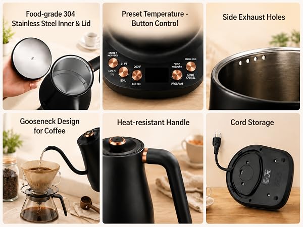 electric kettle temperature control presets