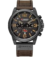FANMIS Mens Sport Military Analog Quartz Watch Classic Chronograph Sandwich Dial Business Dress W...