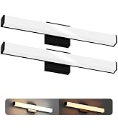 JULLISON 24 Inch Bathroom Vanity Light Fixtures with Night Light: Long Square Wall Mounted LED Li...