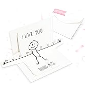 WenmthG Cute Stick Figure Greeting Card for Him Her - Fun I Love You This Much Cards Gift with En...