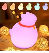 MAGOHMT 7-Color Changing Cat Night Light, Silicone Rechargeable Nursery Light with Timer & 3 Mode...