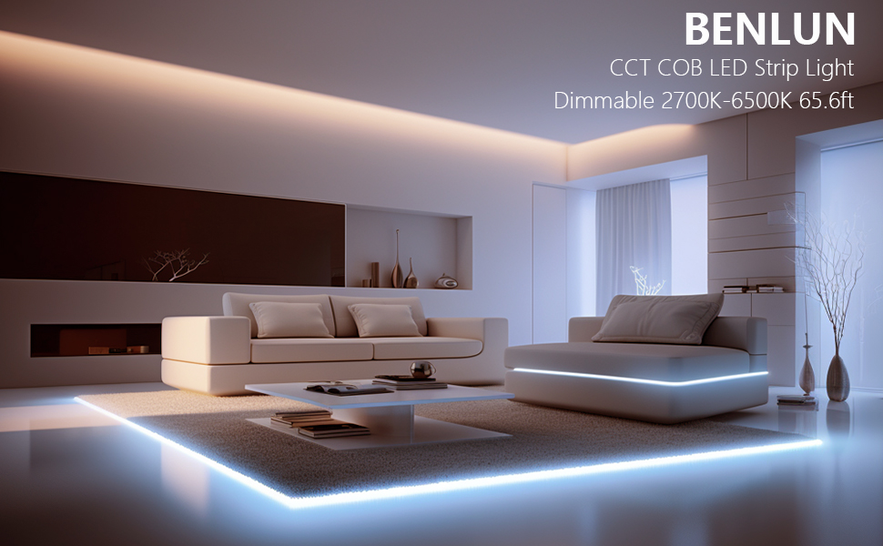 24V COB LED Strip Light 65.6ft Dimmable White LED Tape Light