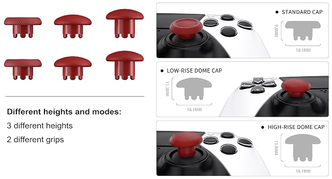 eXtremeRate Replacement Swappable Thumbsticks for PS5 Edge Controller Analog Stick Joystick Caps