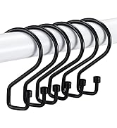 Goowin Shower Curtain Hooks, 12 Pcs S Shape Shower Curtain Rings, Rustproof Black Shower Curtain ...