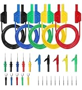 30Pcs Banana Plug Silicone Test Leads Kit, 4mm Fully Insulated Stackable Banana Plug with Alligat...