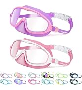 Vvinca 2 Pcs Kids-Swim-Goggles with Nose Cover, Swimming Diving Mask Wide View Anti Fog UV Anti S...