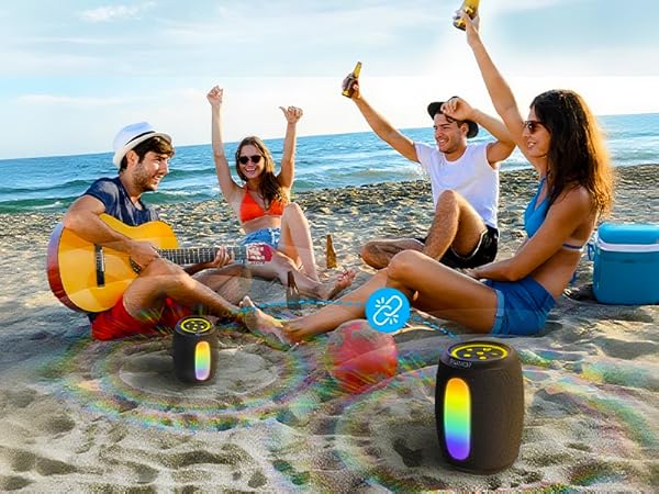 Connect two wireless Bluetooth speakers for two-channel surround sound and double the volume.