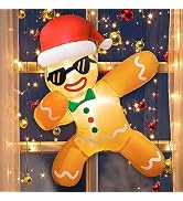 OurWarm 3.5Ft Christmas Outdoor Decoration Christmas Inflatables Gingerbread Man with Xmas Hat, B...