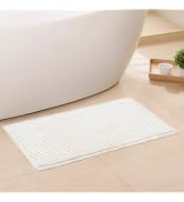 GRLYUH White Bathroom Rugs, Waffle Bath Mat Non Slip Washable, Super Absorbent & Quick Dry, Small...
