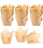 STARUBY 150pcs Tulip Cupcake Liners Natural Baking Cups Muffin Paper Liner Grease-Proof Wrappers ...
