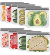 Lerine 10 Pack Stand-Up Reusable Sandwich Bags, Dishwasher Safe Leakproof Food Storage Bags, BPA ...