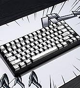 Retro PBT Keycaps - Japanese Manga Keycaps Set, 141 Keys Cherry Profile Dye-Sub Custom Keycap, Bl...