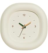 mooas Cute Mini Analog Marshmallow Clock 6.9 Inch Aesthetic Small Silent Bedside Desk Clock Batte...