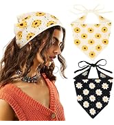 DRESHOW Floral Crochet Hair Bandana Tie Knotted Headscarf Vintage Headband Knitted Head Kerchief ...