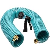 AUTOMAN-Garden-Water-Hose-Recoil,50 Feet EVA Curly Water Hose with Brass Connectors,Watering Hose...
