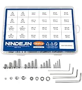 NINDEJIN Black & Silver Hex Socket Head Screws Bolts Nuts and Flat Washer Assortment Kit(Hex Sock...