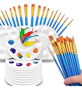 Hulameda 50Pcs Nylon Hair Paint Brushes with 12Pcs Paint Pallets | Paint Brushes Set for Acrylic ...