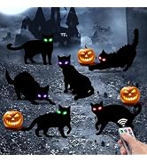 LCHUANG 6Pack Black Cat Halloween Decorations Outdoor with LED Glowing Eyes Lights Black Cat Yard...
