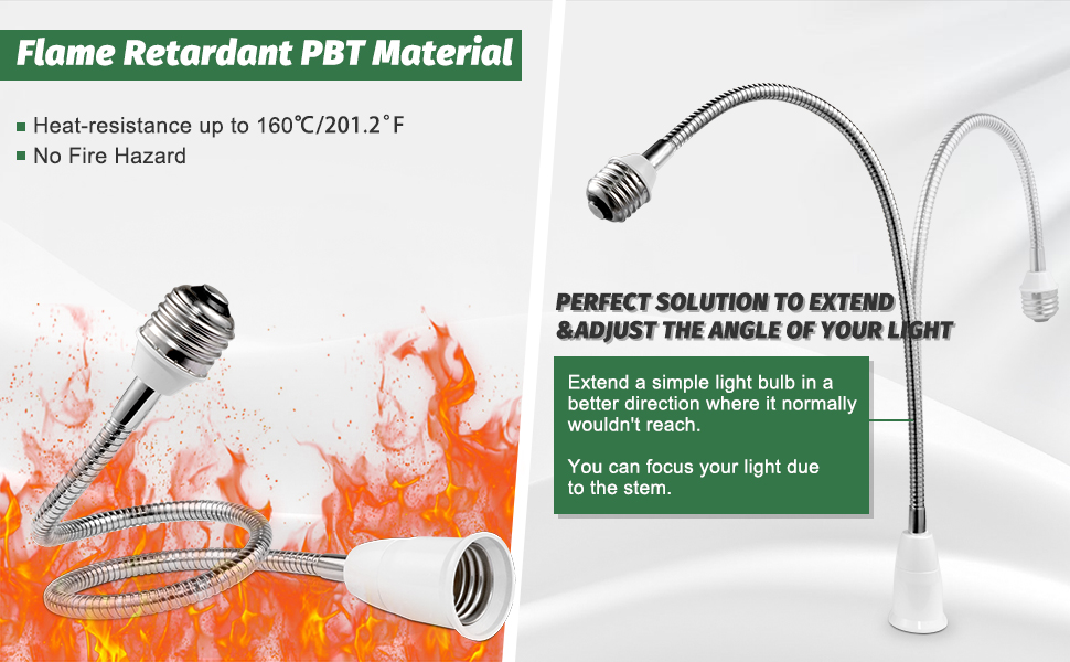 Flexible hose Light socket Extension adapter