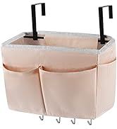 Retyion Bedside Storage Bag with 4 Hooks Multi-Function Hanging Organizer Caddy for Headboards Bu...