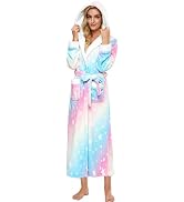 iniber Plush Robes for Women, Womens Robe Long, Fuzzy Fluffy Soft Warm Fleece Hooded Bathrobe