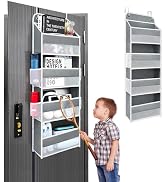 Andahoom 4 Shelf Over The Door Organizer with 4 Side Mesh Pockets, 44lb Weight Capacity Hanging B...